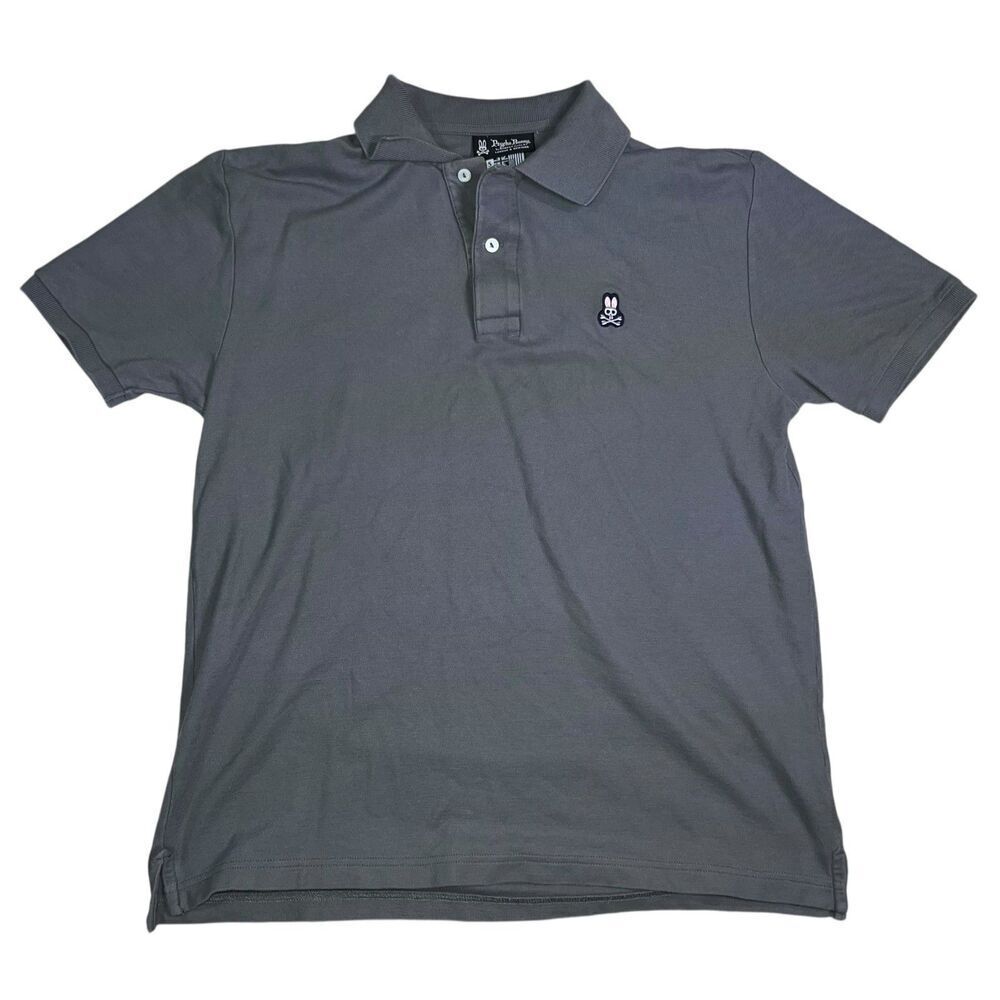 Physco Bunny Polo Shirt Size 5 Gray Short Sleeve Chest Logo Shirt